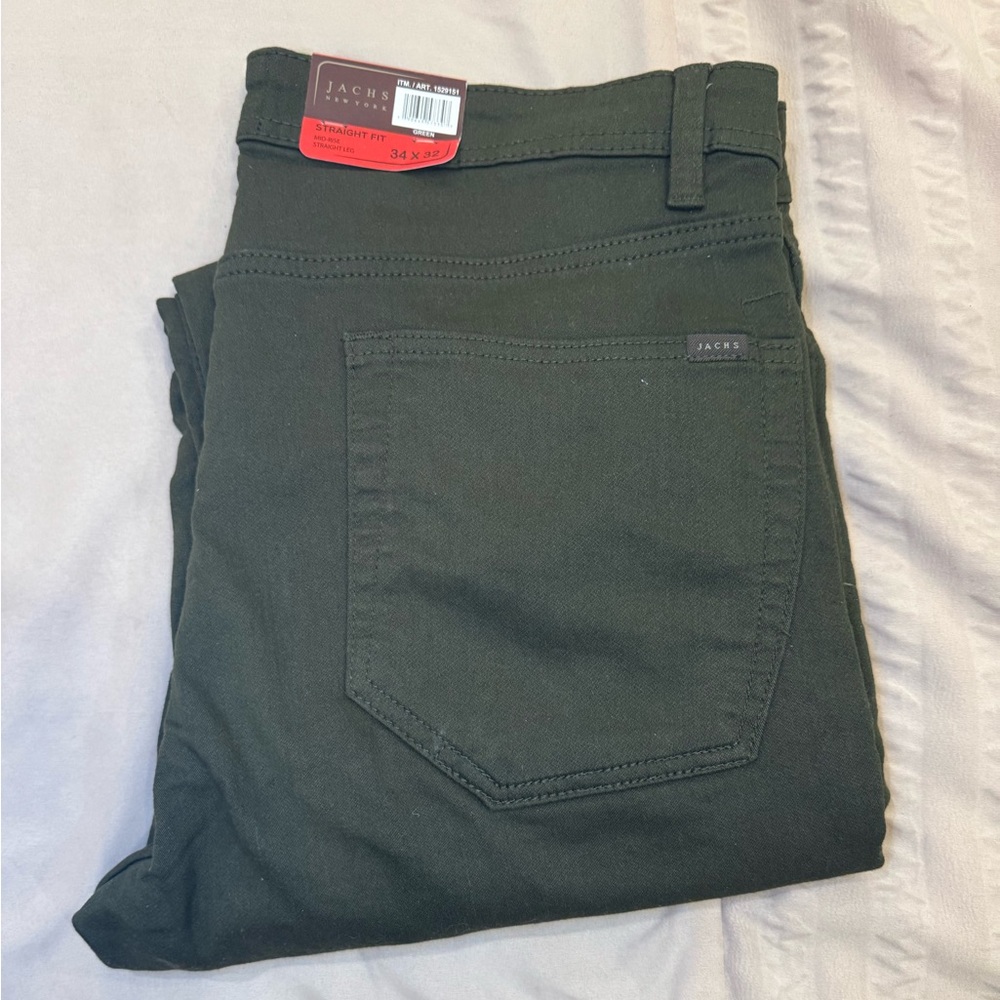 Jachs Men's Olive Slim Straight Jeans